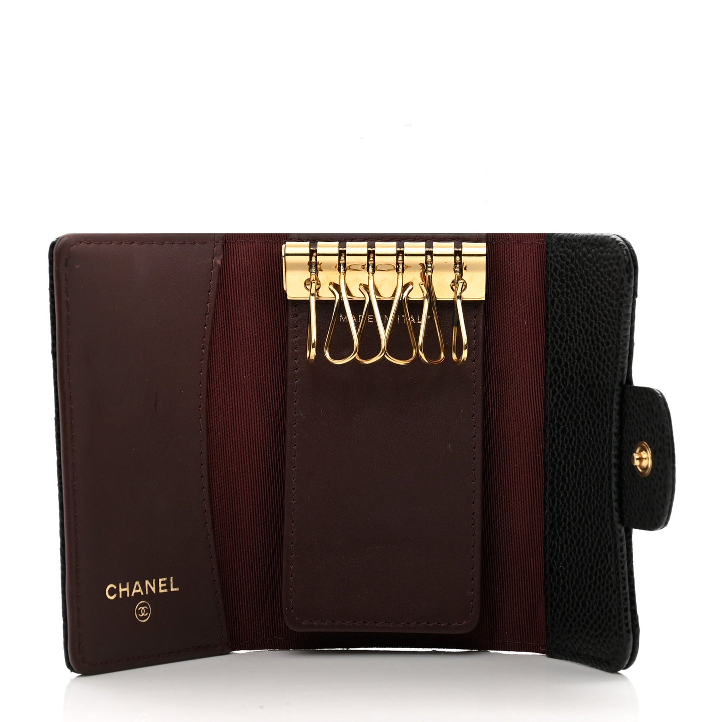Caviar Quilted 6 Key Holder Black