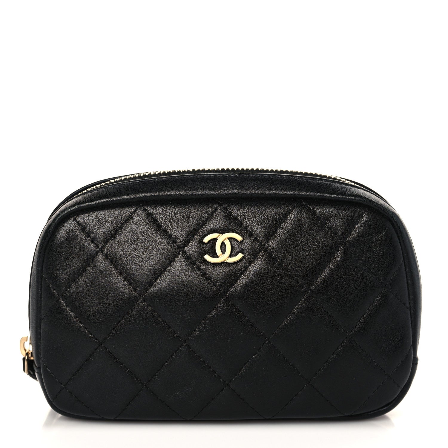 Chanel Lambskin Quilted Small Curvy Pouch Cosmetic Case Black 1 of 7