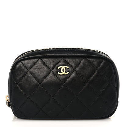 Chanel Lambskin Quilted Small Curvy Pouch Cosmetic Case Black 1 of 7