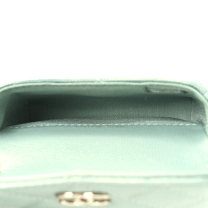 Chanel Iridescent Caviar Quilted Pearl On Top Coin Purse With Chain Light Green 5 of 12