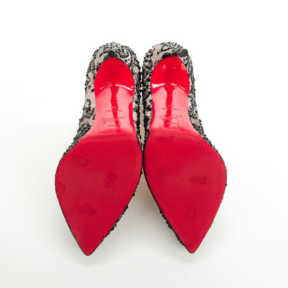 Christian Louboutin Strass Lace Jazz Calf Corneille 100 Pumps 40 Black 5 of 6