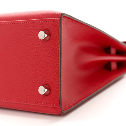 Hermes Madame Calfskin Verso Kelly Sellier 25 Rouge Piment Rose Shocking 10 of 13