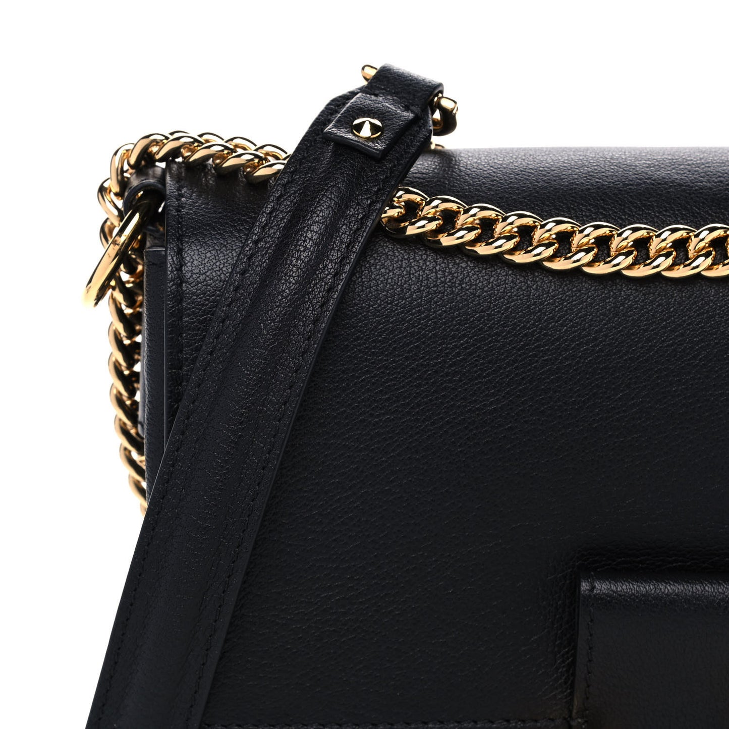 Calfskin Small Twin Skull Chain Crossbody Black