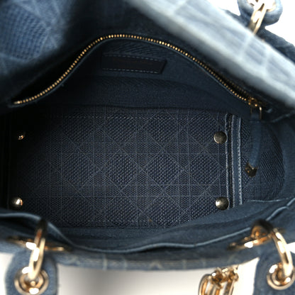 Christian Dior Canvas Embroidered Cannage Medium Lady D-Lite Denim Blue 5 of 10