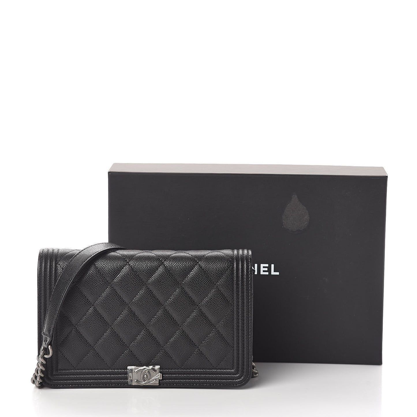 Caviar Quilted Boy Wallet On Chain WOC Black