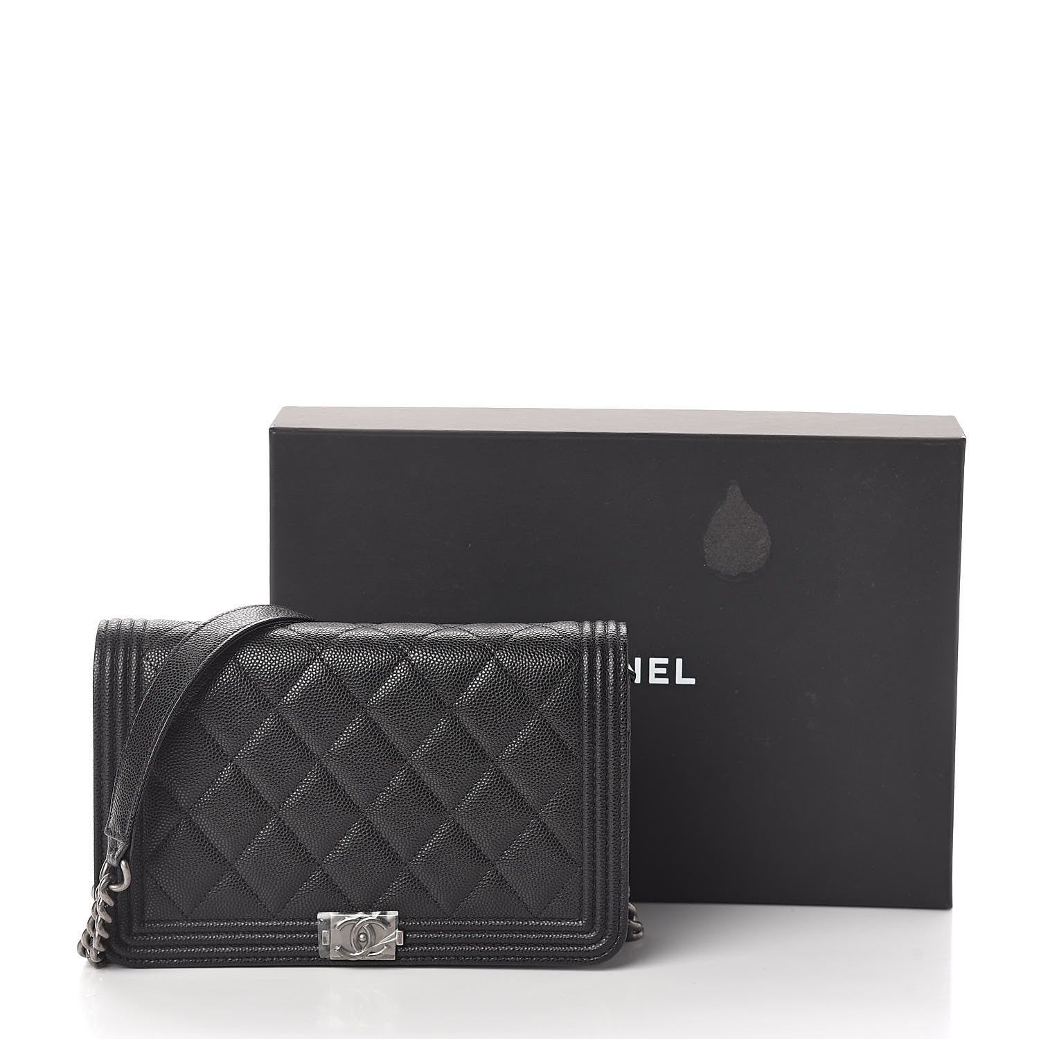 Chanel Caviar Quilted Boy Wallet On Chain WOC Black 11 of 11