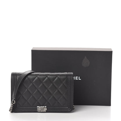 Chanel Caviar Quilted Boy Wallet On Chain WOC Black 11 of 11