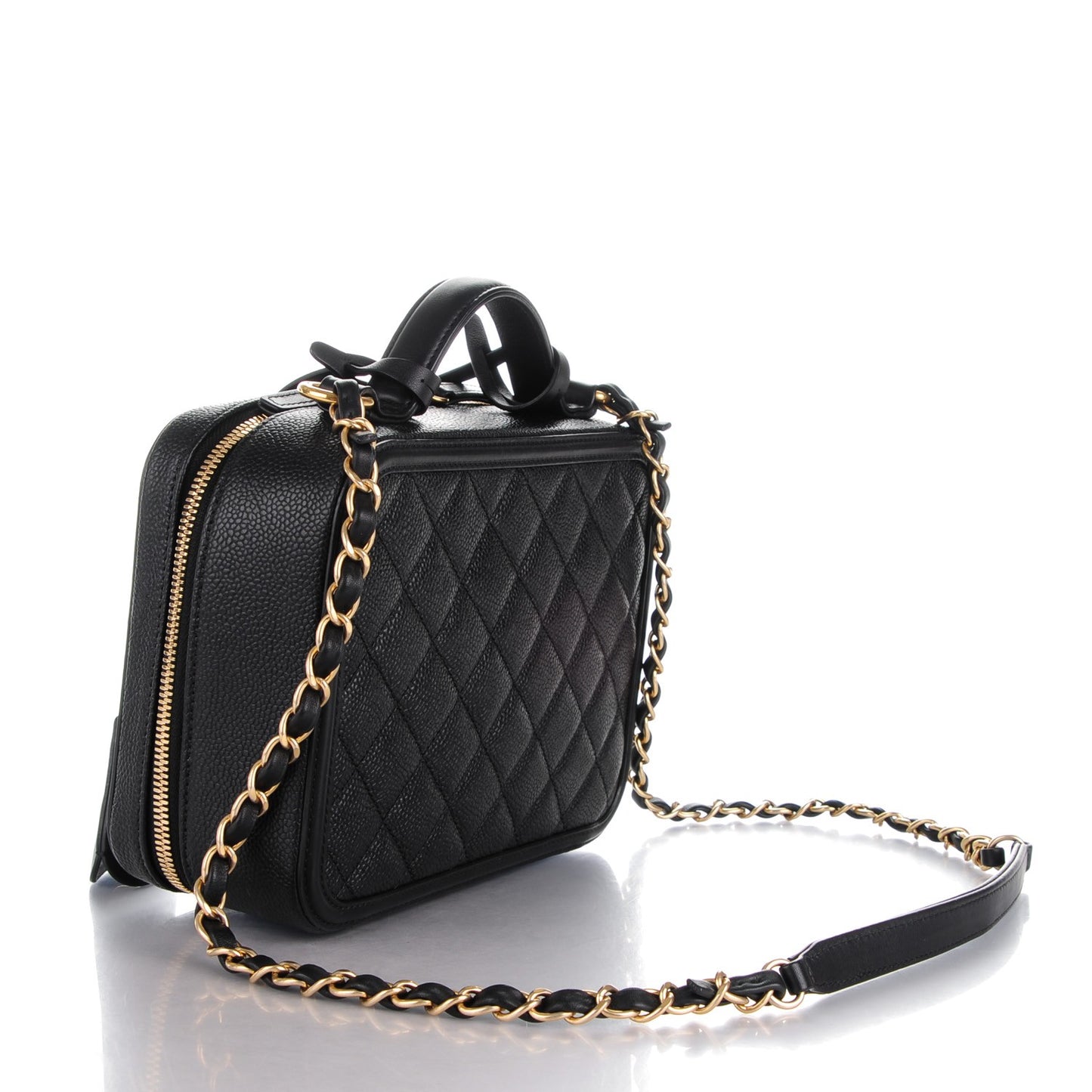 Caviar Quilted Medium CC Filigree Vanity Case Black