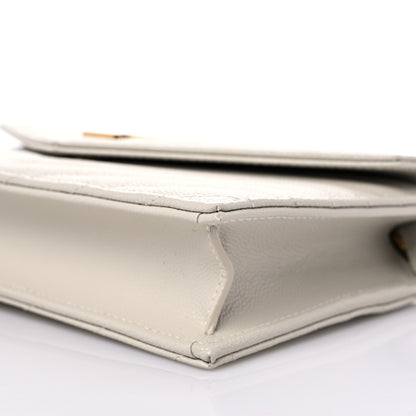 Saint Laurent Grain De Poudre Matelasse Chevron Cassandre Envelope Chain Wallet Crema Soft 9 of 9
