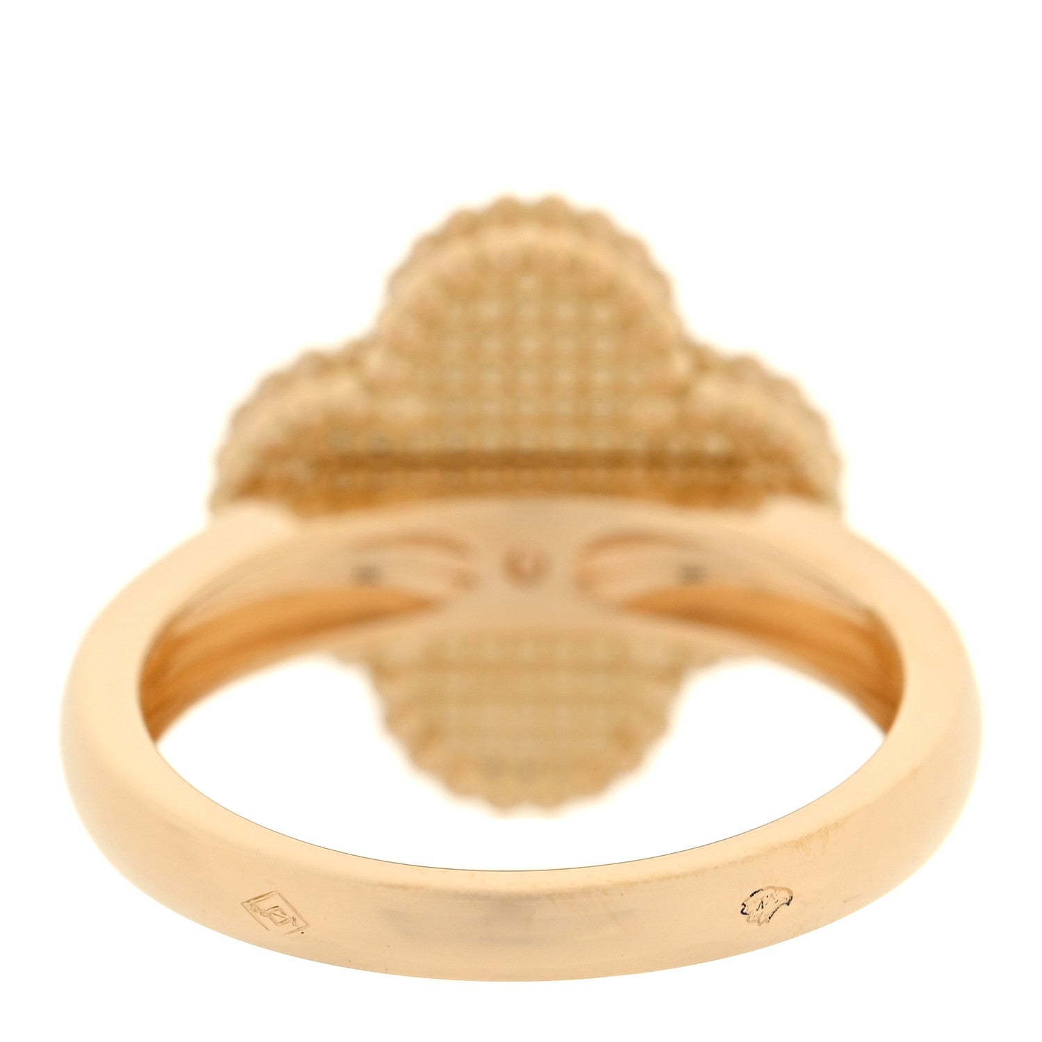 Van Cleef & Arpels 18K Yellow Gold Diamond Carnelian Vintage Alhambra Ring 53 6.25 3 of 6