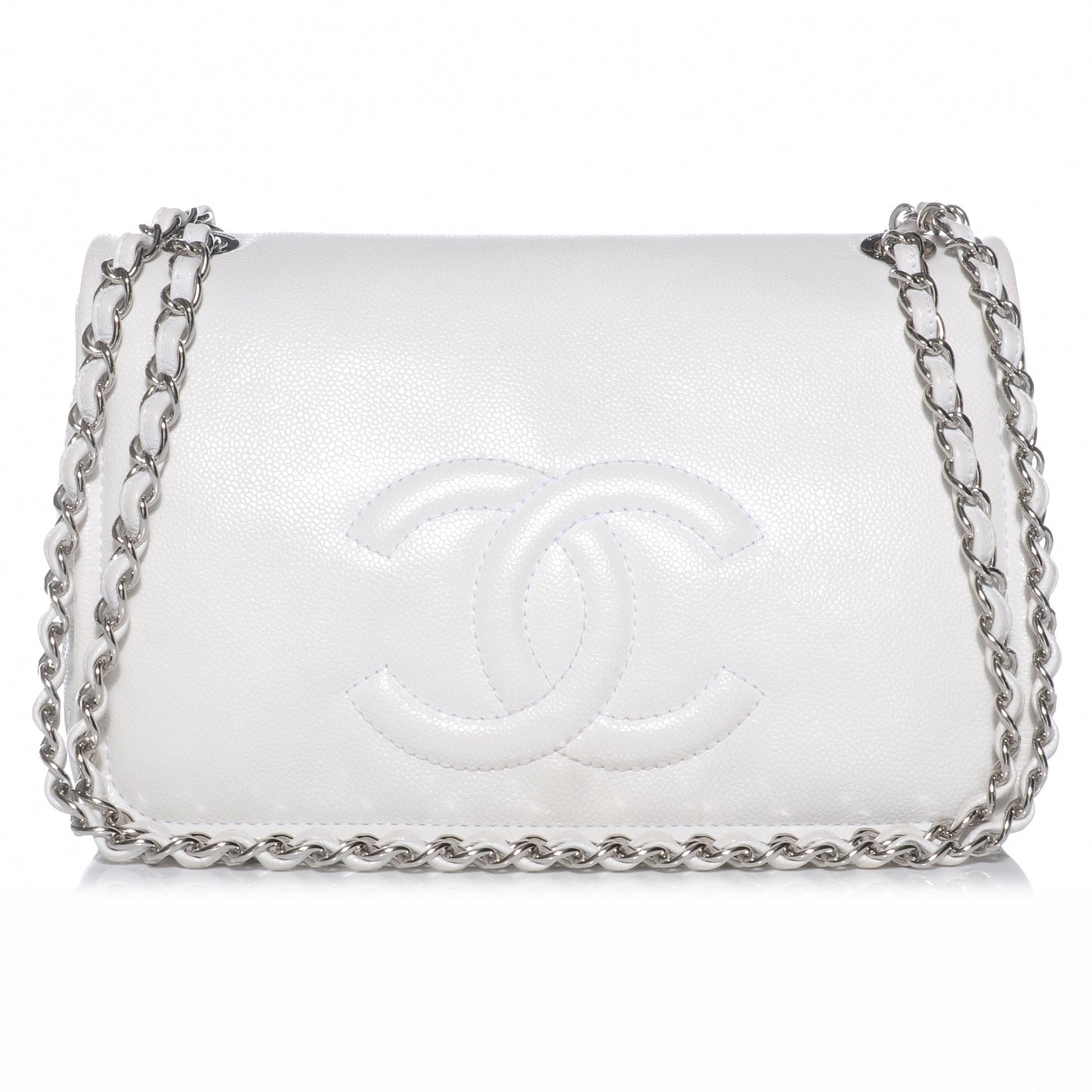 Caviar Timeless Large Flap White
