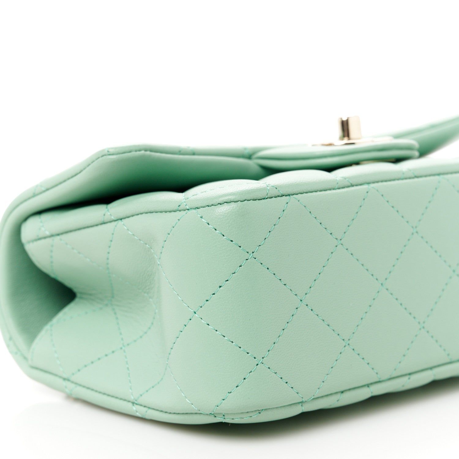 Chanel Lambskin Quilted Mini Top Handle Rectangular Flap Light Green 10 of 11