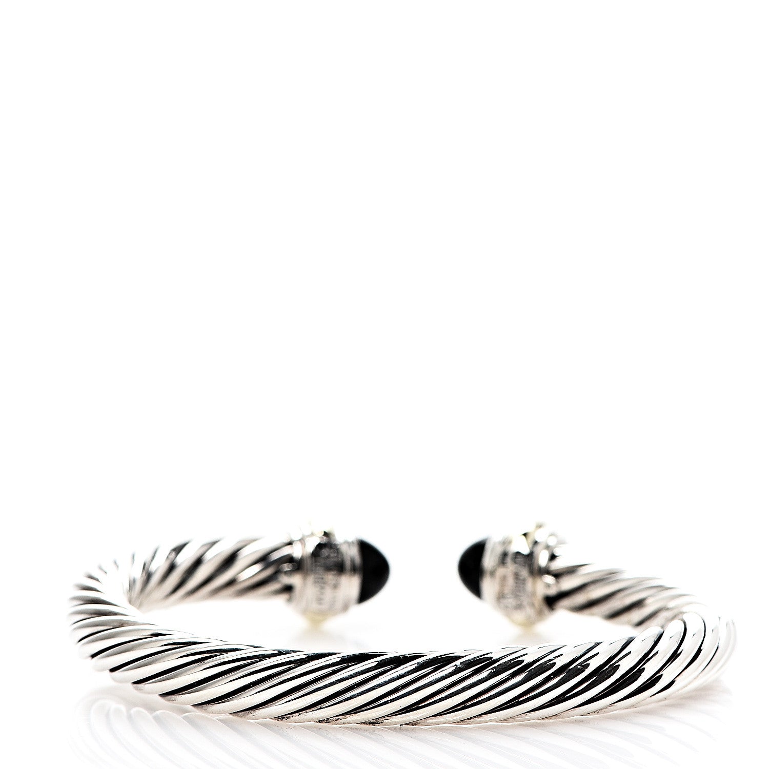David Yurman Sterling Silver 14K Yellow Gold Black Onyx 7mm Cable Classics Bracelet 2 of 3