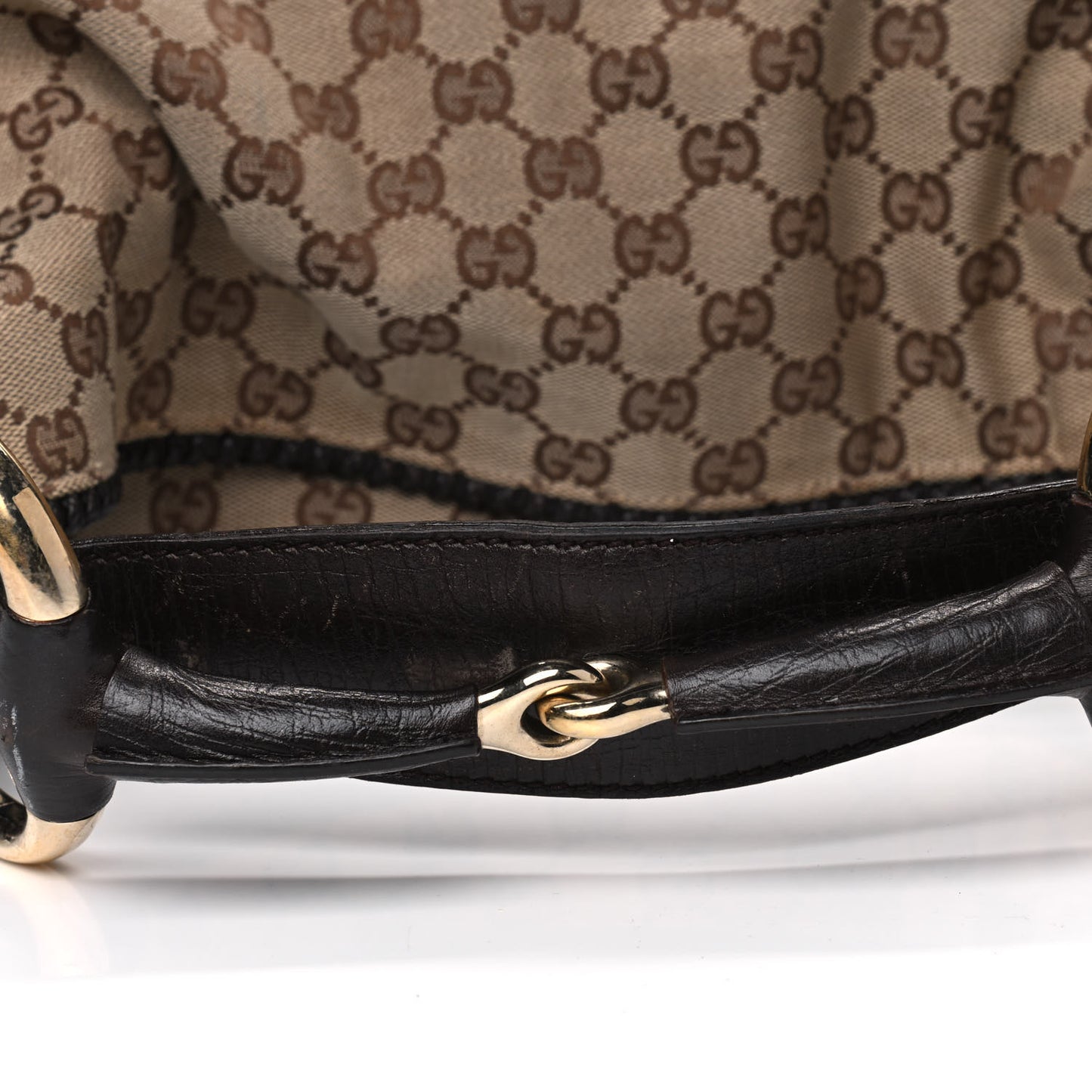 Monogram Large Horsebit Chain Hobo Dark Brown