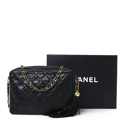 Chanel Lambskin Quilted CC Tassel Camera Case Black 12 of 12