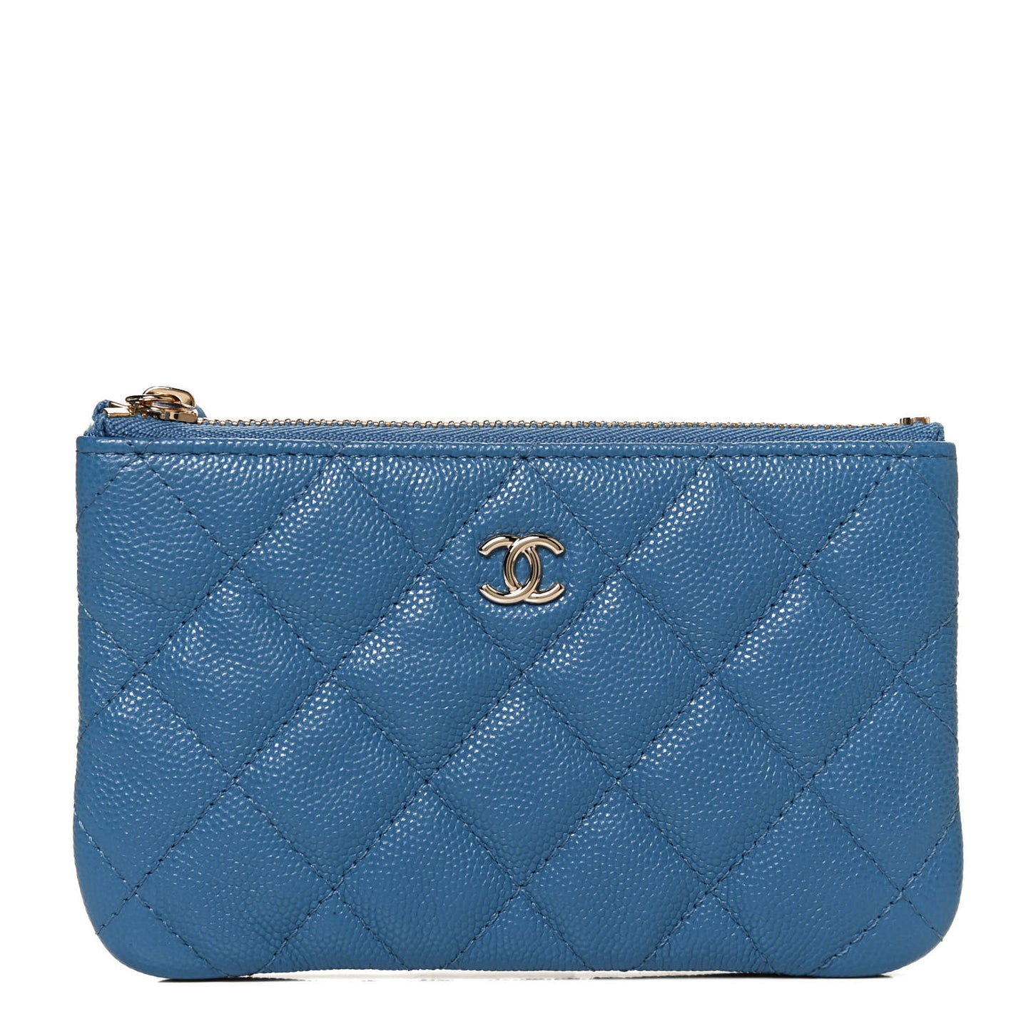 Caviar Quilted Small Cosmetic Case Blue