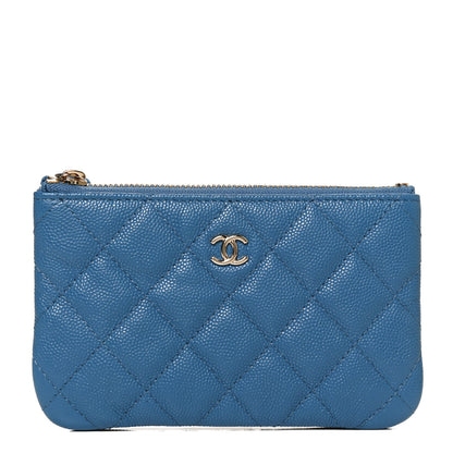 Chanel Caviar Quilted Small Cosmetic Case Blue 1 of 9