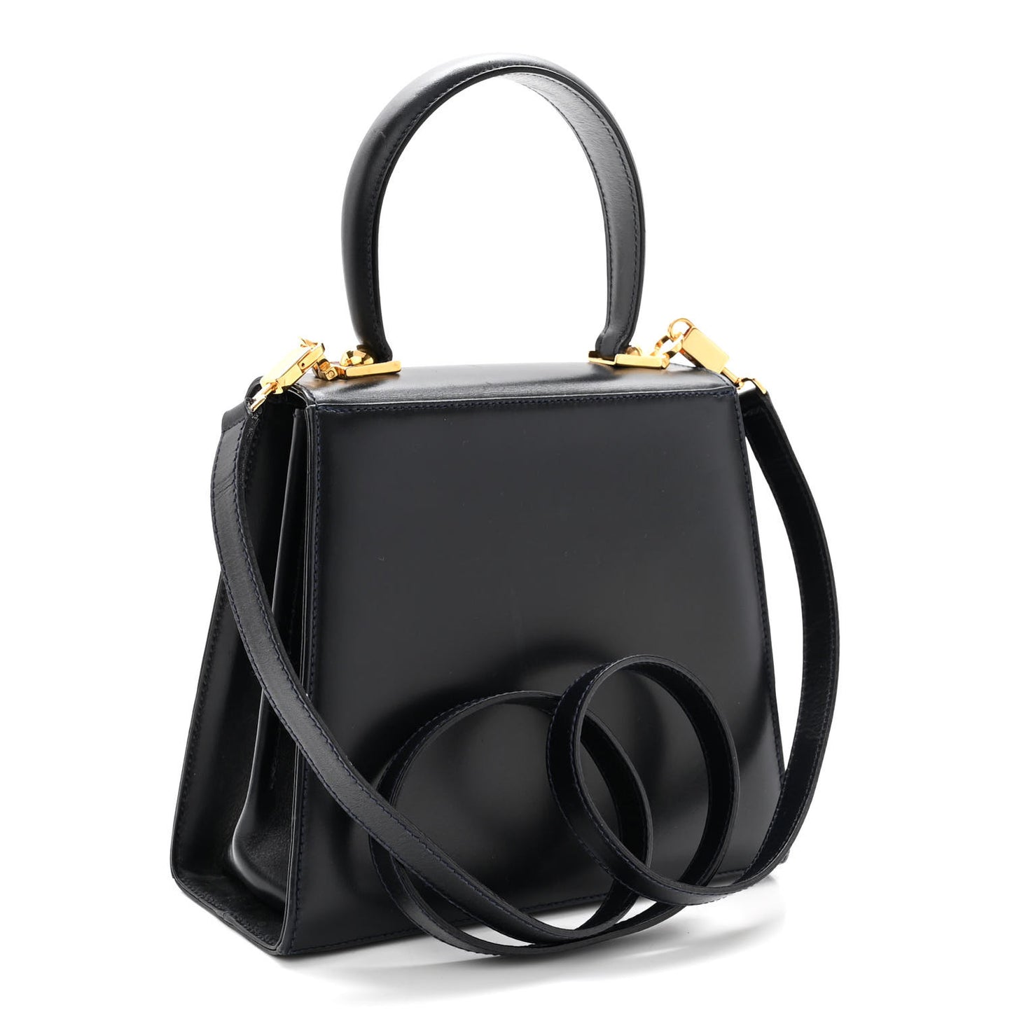 Brushed Off Calfskin Small Iconic Top Handle Bag Navy