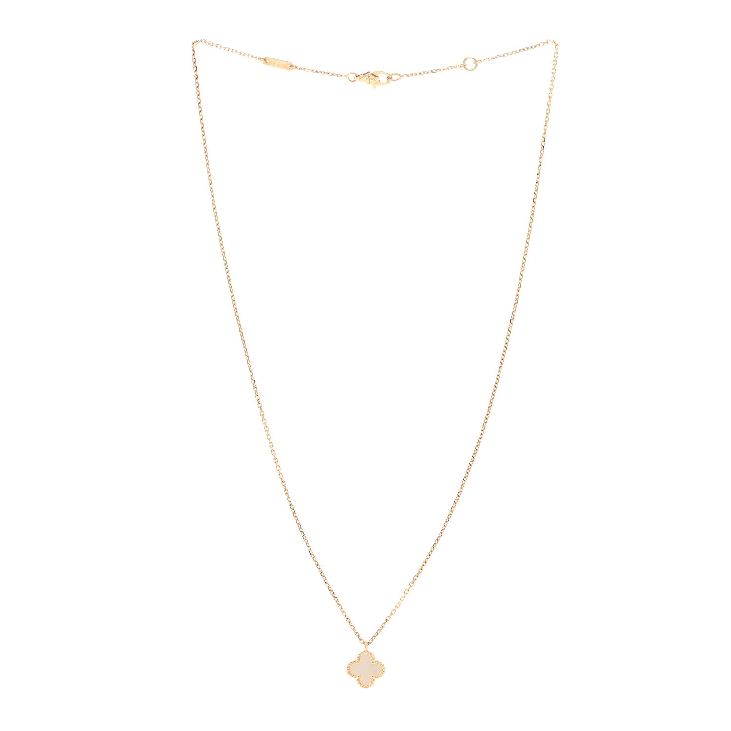 Van Cleef & Arpels 18K Yellow Gold Mother of Pearl Sweet Alhambra Pendant Necklace 3 of 4