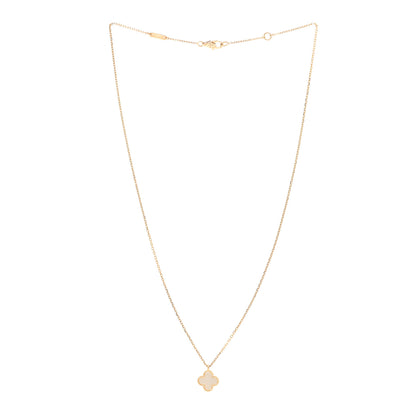Van Cleef & Arpels 18K Yellow Gold Mother of Pearl Sweet Alhambra Pendant Necklace 3 of 4