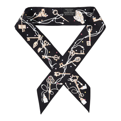 Hermes Silk Les Cles A Pois Twilly Black Beige Rose Multicolor 1 of 4