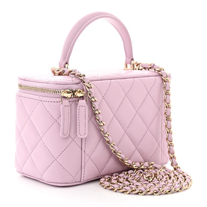 Chanel Lambskin Quilted Small Top Handle Vanity Case With Chain Light Pink 3 of 12