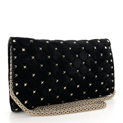 Valentino Garavani Velvet Rockstud Spike Wallet on Chain Black 3 of 11