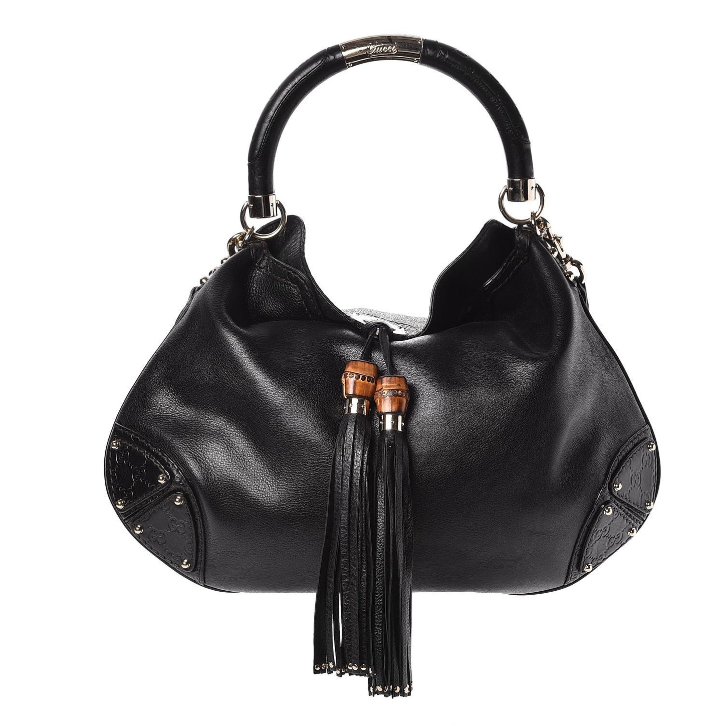 Calfskin Large Indy Top Handle Hobo Black