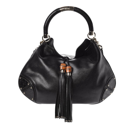 Gucci Calfskin Large Indy Top Handle Hobo Black 1 of 7