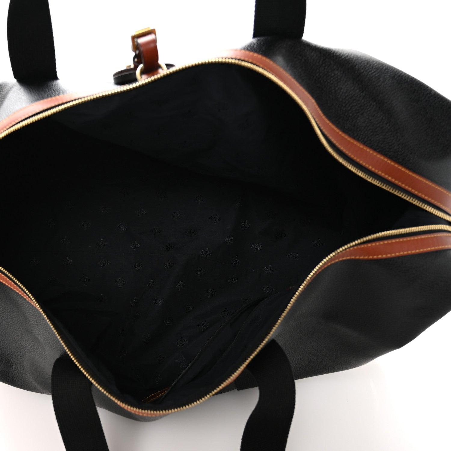 Mulberry Eco Scotchgrain Calfskin Heritage Day Clipper Medium Duffle Bag Black Cognac 4 of 11