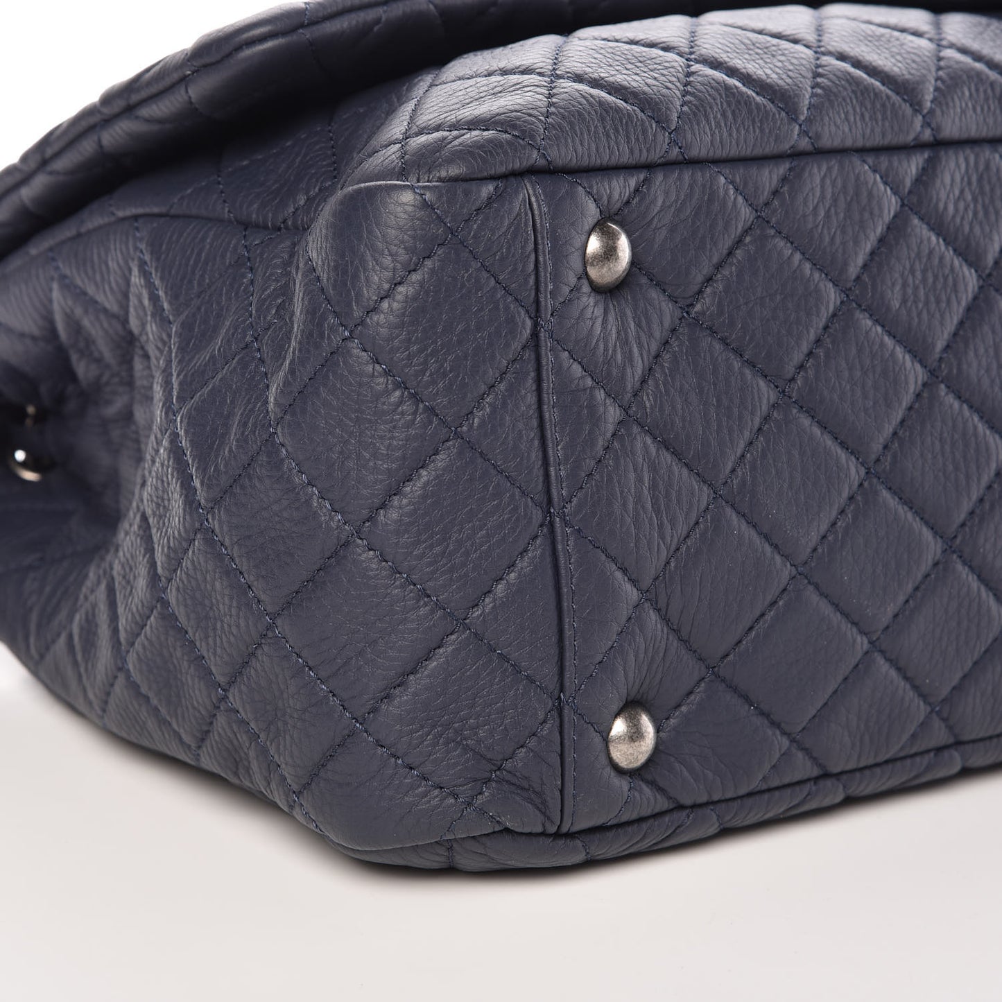 Calfskin Quilted XXL Travel Flap Bag Navy