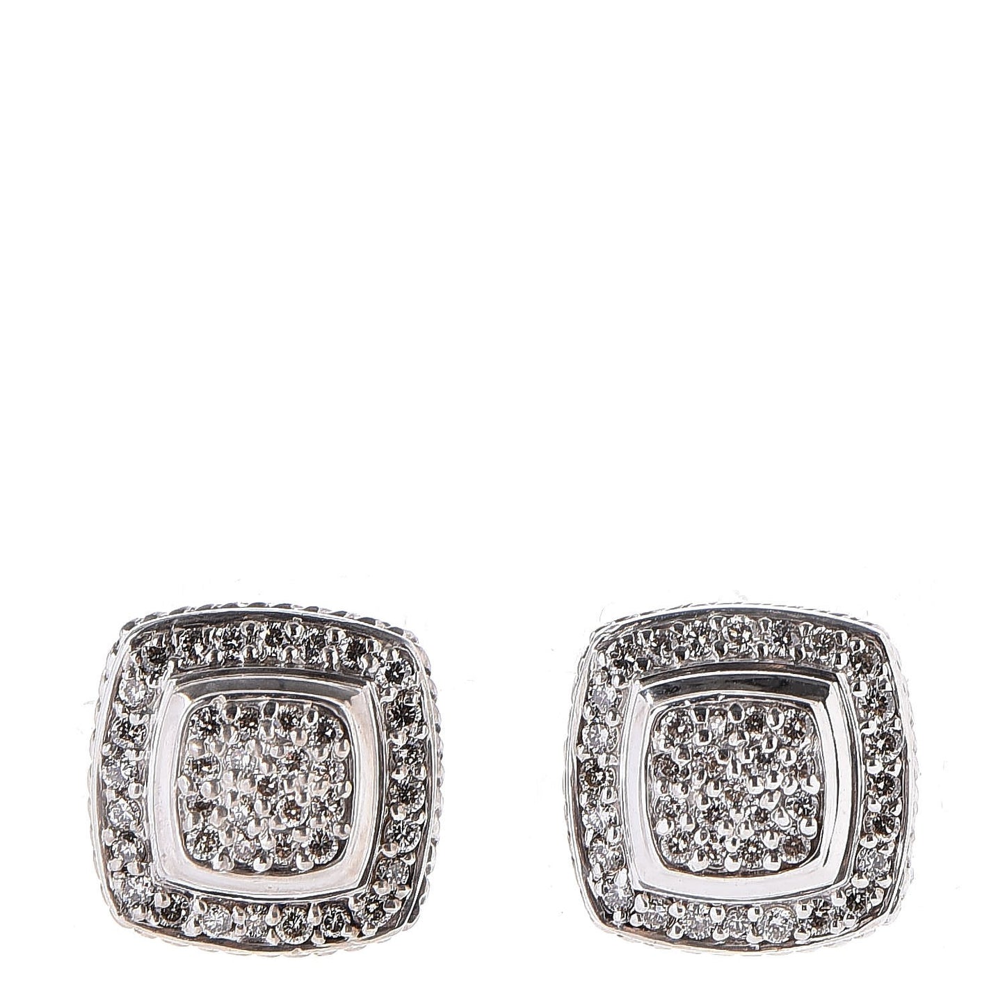 Sterling Silver Diamond 7mm Pave Albion Earrings