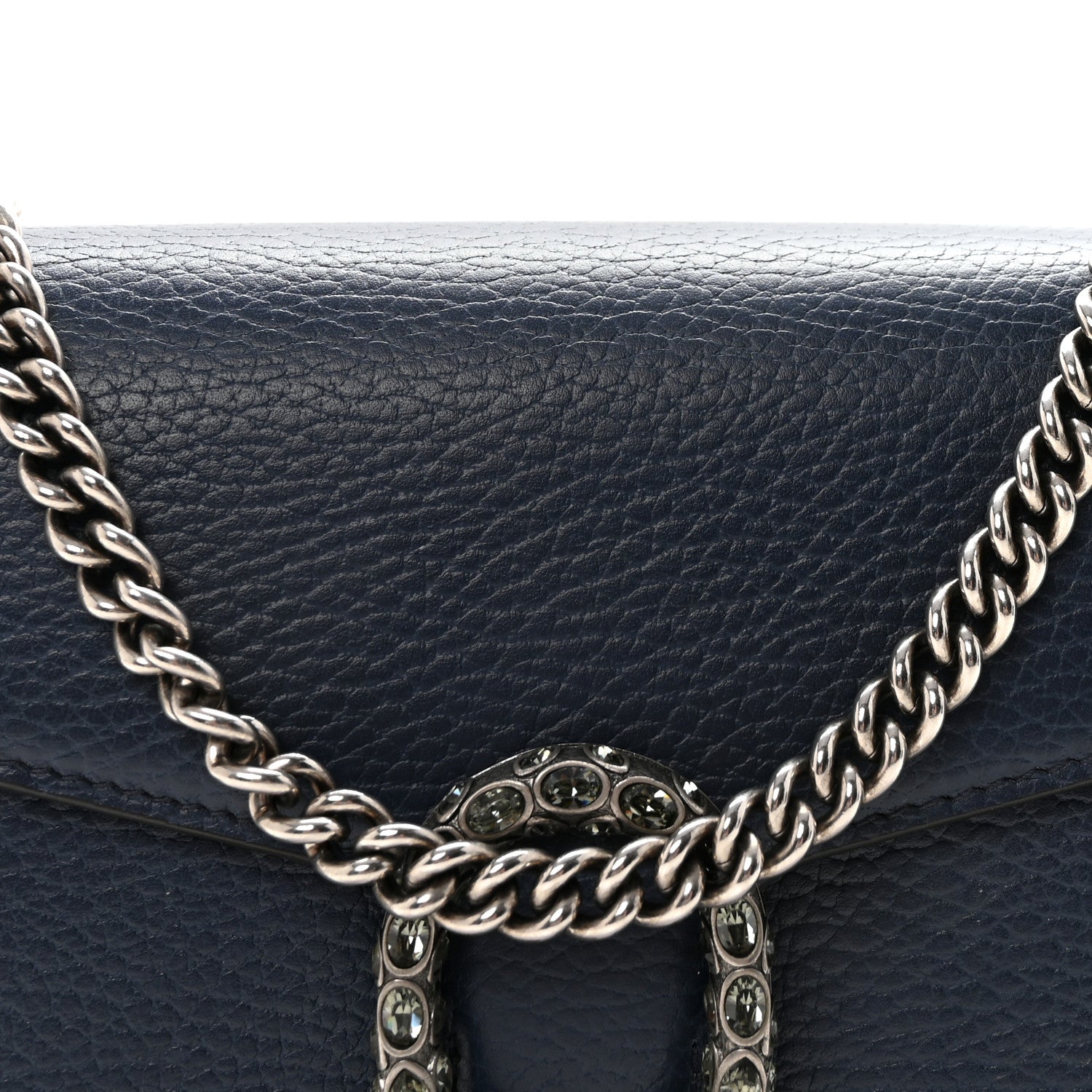 Gucci Dollar Calfskin Crystal Mini Dionysus Chain Wallet Blue Agata Black Diamond 8 of 10