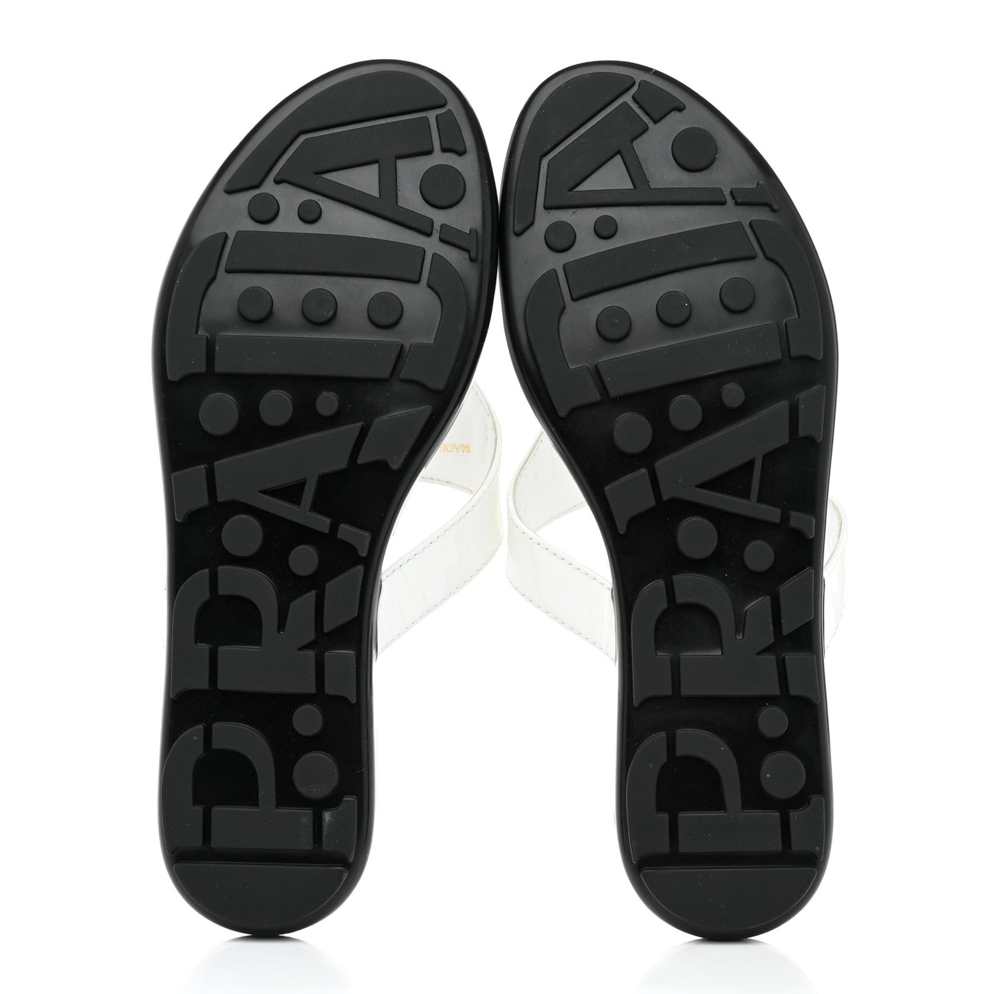 Patent Calfskin Logo Thong Sandals 36.5 White