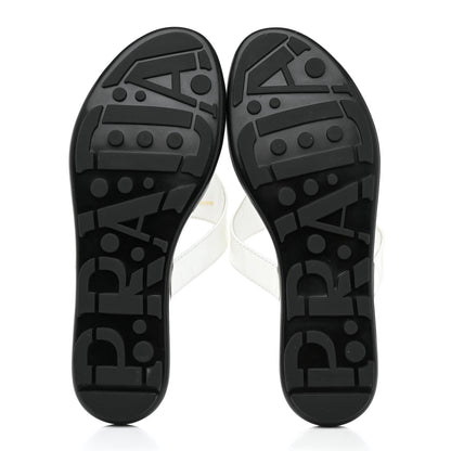 Prada Patent Calfskin Logo Thong Sandals 36.5 White 5 of 8