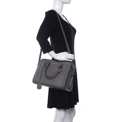 Alexander McQueen Pebbled Calfskin Small Skull Padlock Zip Around Tote Dark Grey 2 of 9