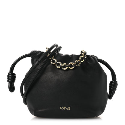 Loewe Mellow Nappa Donut Chain Mini Flamenco Knot Clutch Black 1 of 10