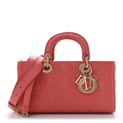 Christian Dior Lambskin Cannage Medium Lady D-Joy Coral Powder 1 of 11