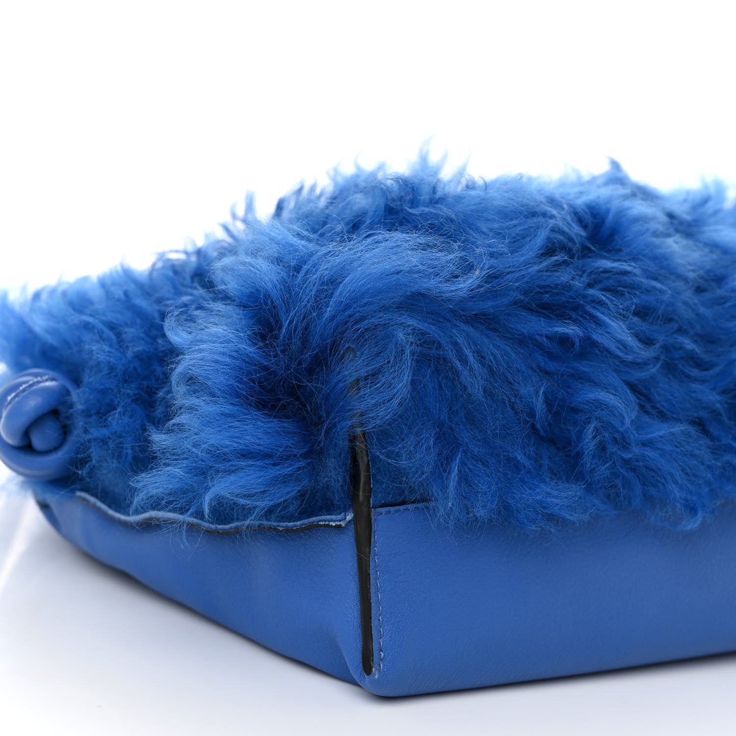 Loewe Nappa Shearling Flamenco Knot Clutch Blue 9 of 11