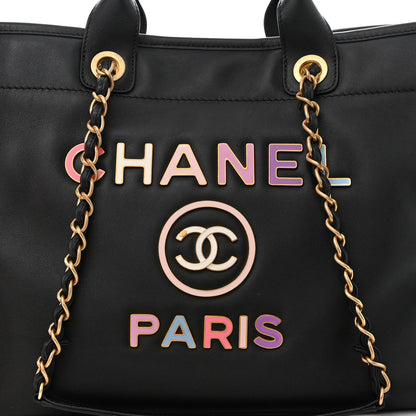 Chanel Calfskin Medium Deauville Tote Black Multicolor 10 of 16