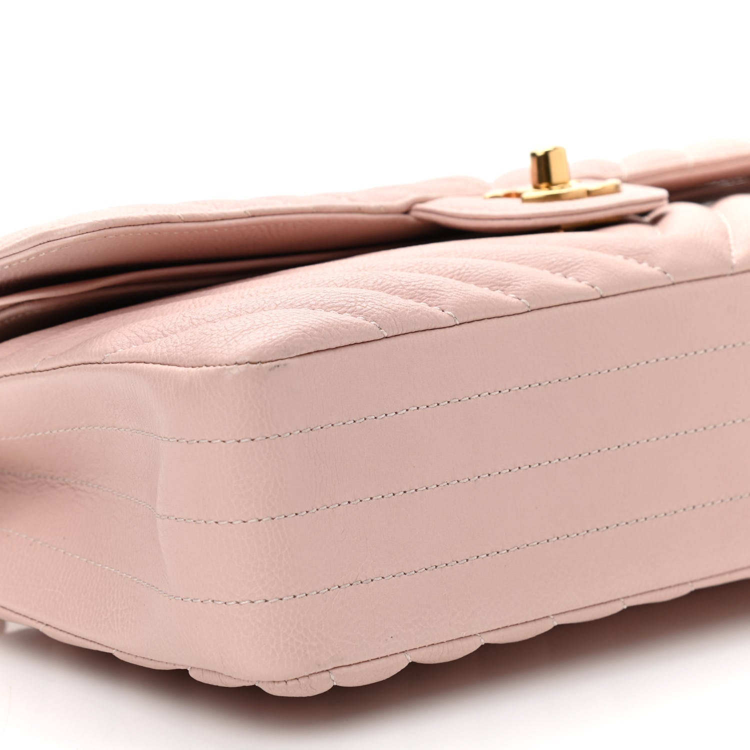 Chanel Calfskin Chevron Quilted Medium Double Flap Light Pink 8 of 10