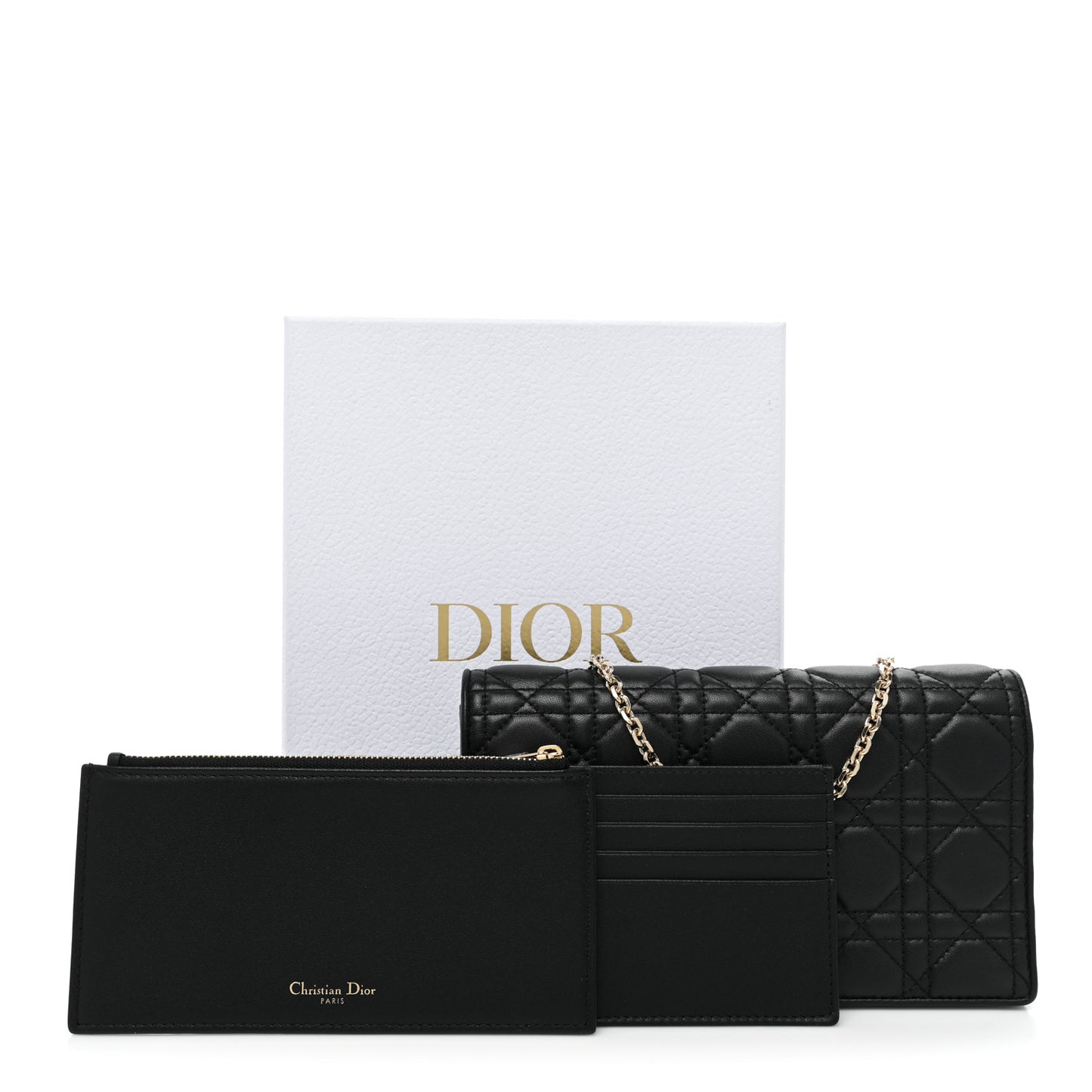Lambskin Cannage Lady Dior Pouch Black