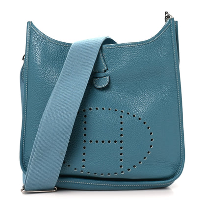 Hermes Taurillon Clemence Evelyne III PM Blue Jean 1 of 10