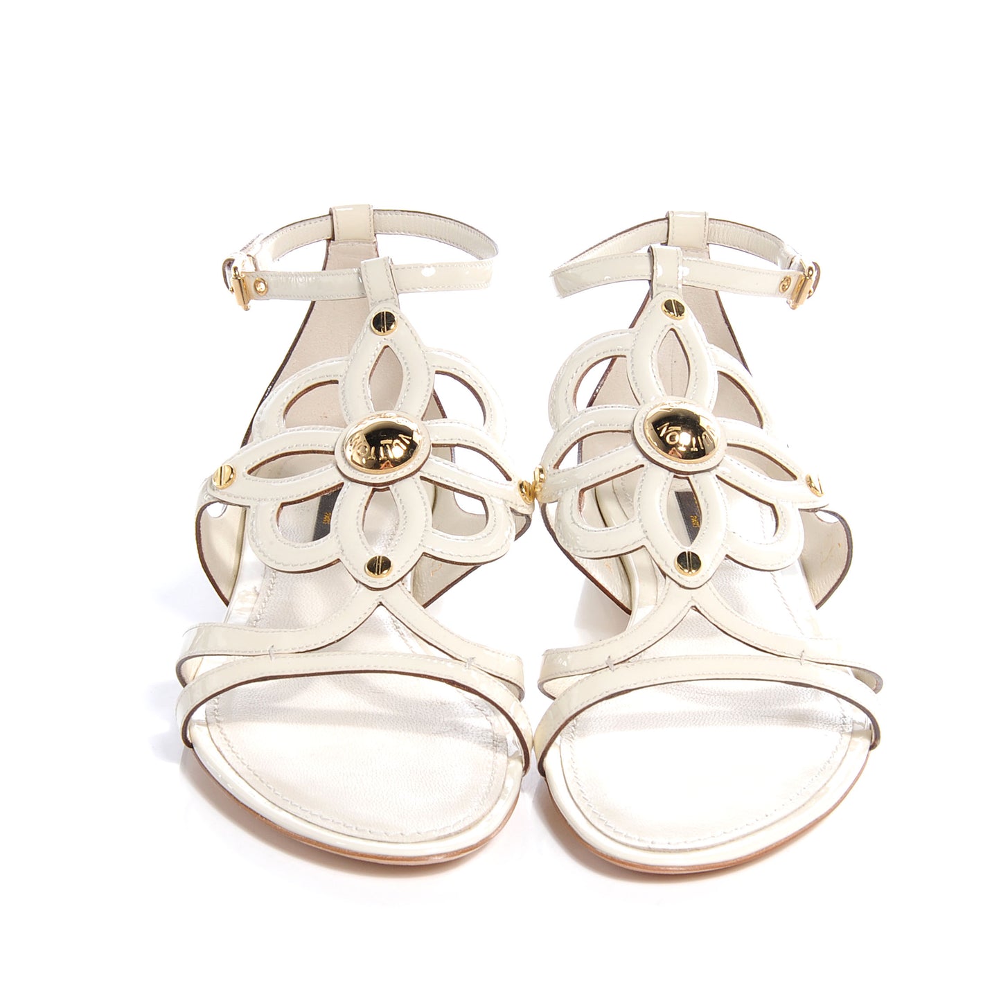Gloss Flat Ankle Strap Sandals White 36