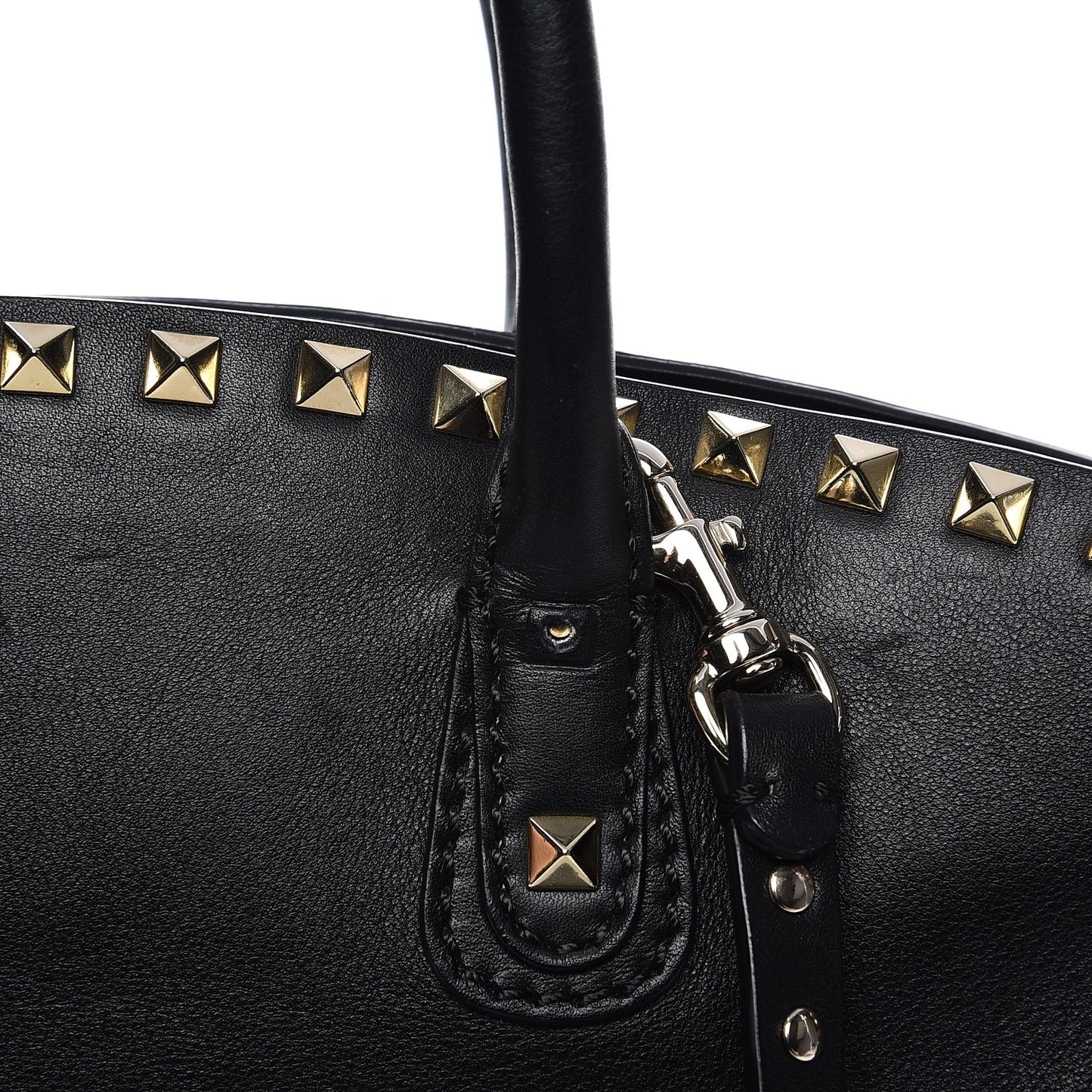 Vitello Rockstud Dome Shopper Black