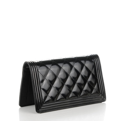 Chanel Patent Calfskin Quilted Boy Yen Wallet Black 3 of 8