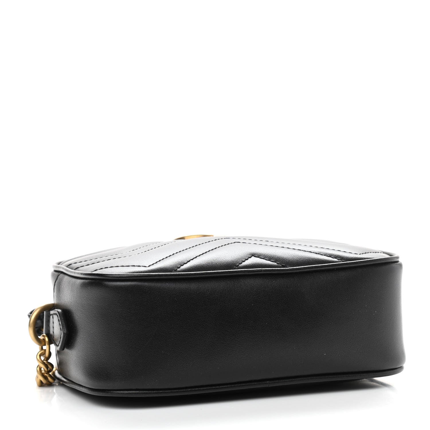 Gucci Calfskin Matelasse Mini GG Marmont Chain Shoulder Bag Black 4 of 10