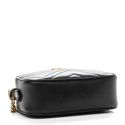 Gucci Calfskin Matelasse Mini GG Marmont Chain Shoulder Bag Black 4 of 10