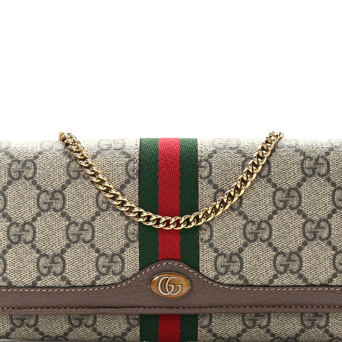GG Supreme Monogram Web Ophidia Wallet On Chain Brown