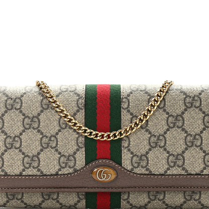 Gucci GG Supreme Monogram Web Ophidia Wallet On Chain Brown 8 of 12